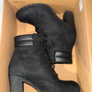 Timberland Black Heeled Lace-Up Boots